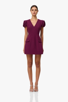 Relaxed Fit Theresa V-Neck Mini Dress in Burgundy