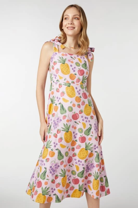 Summer Fruits Sundress Weekend Chic