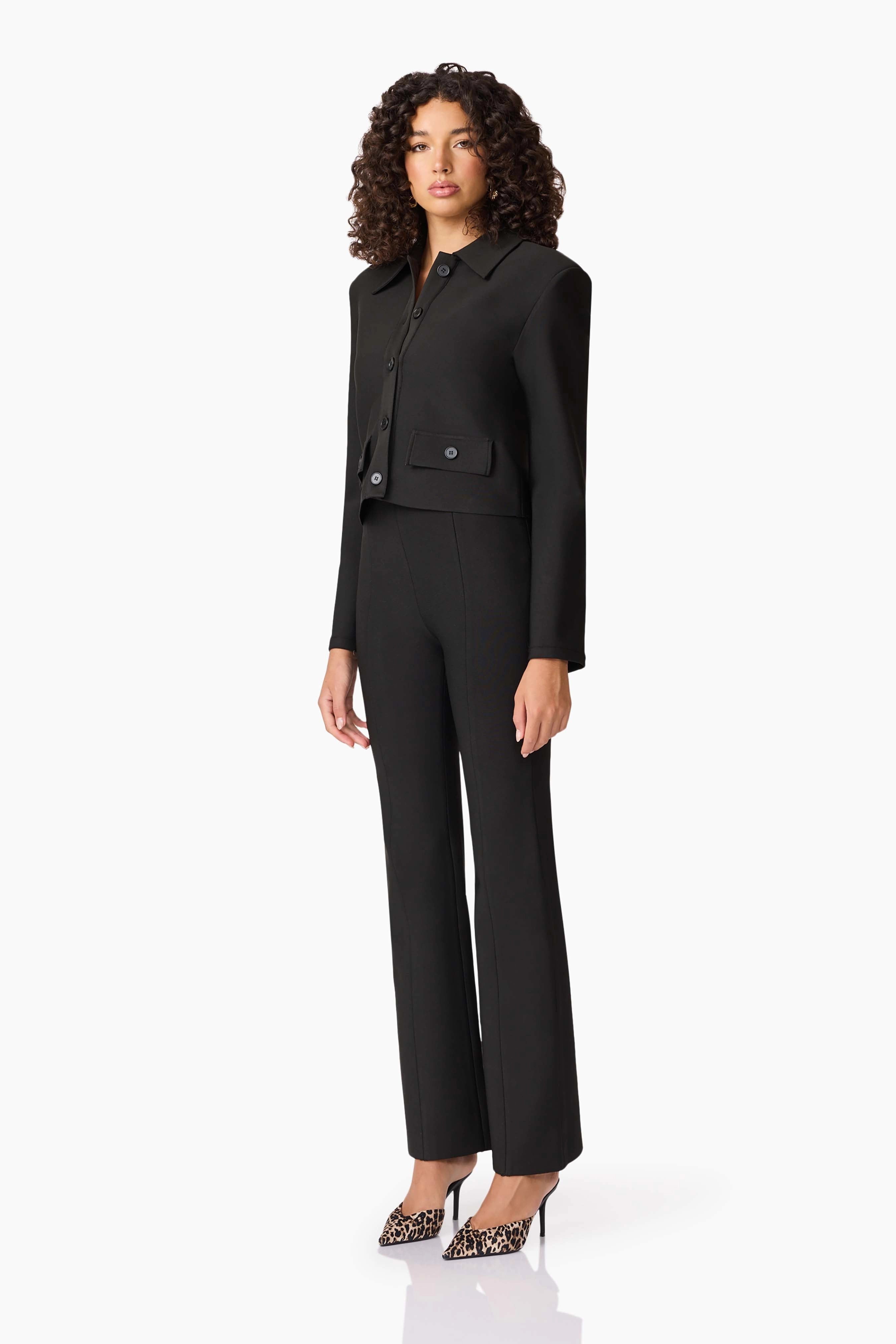 CURAAE Nora Jacket & Pants Set in Black Petite-Size Layered Volume