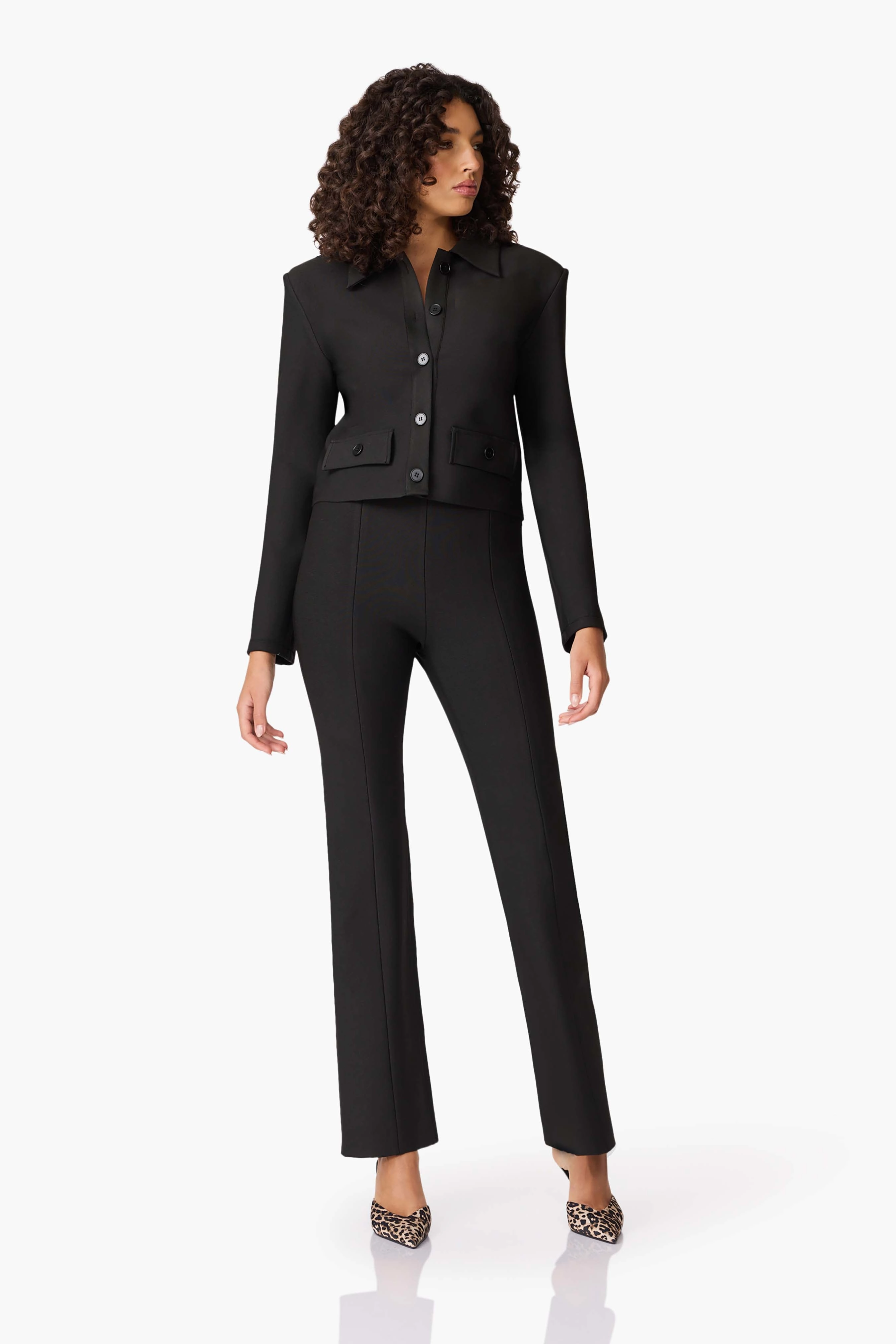 CURAAE Nora Jacket & Pants Set in Black Sheer Look