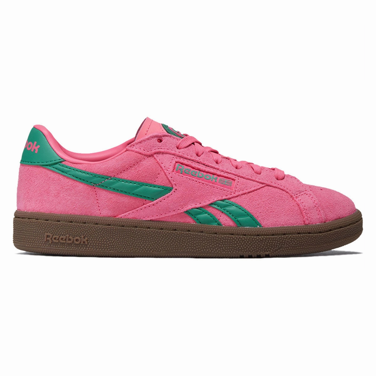 Reebok Womens Club C Grounds UK Shoes - Atomic Pink/Upgrade Green/Gum Comfortable Strapping Cozy Motion