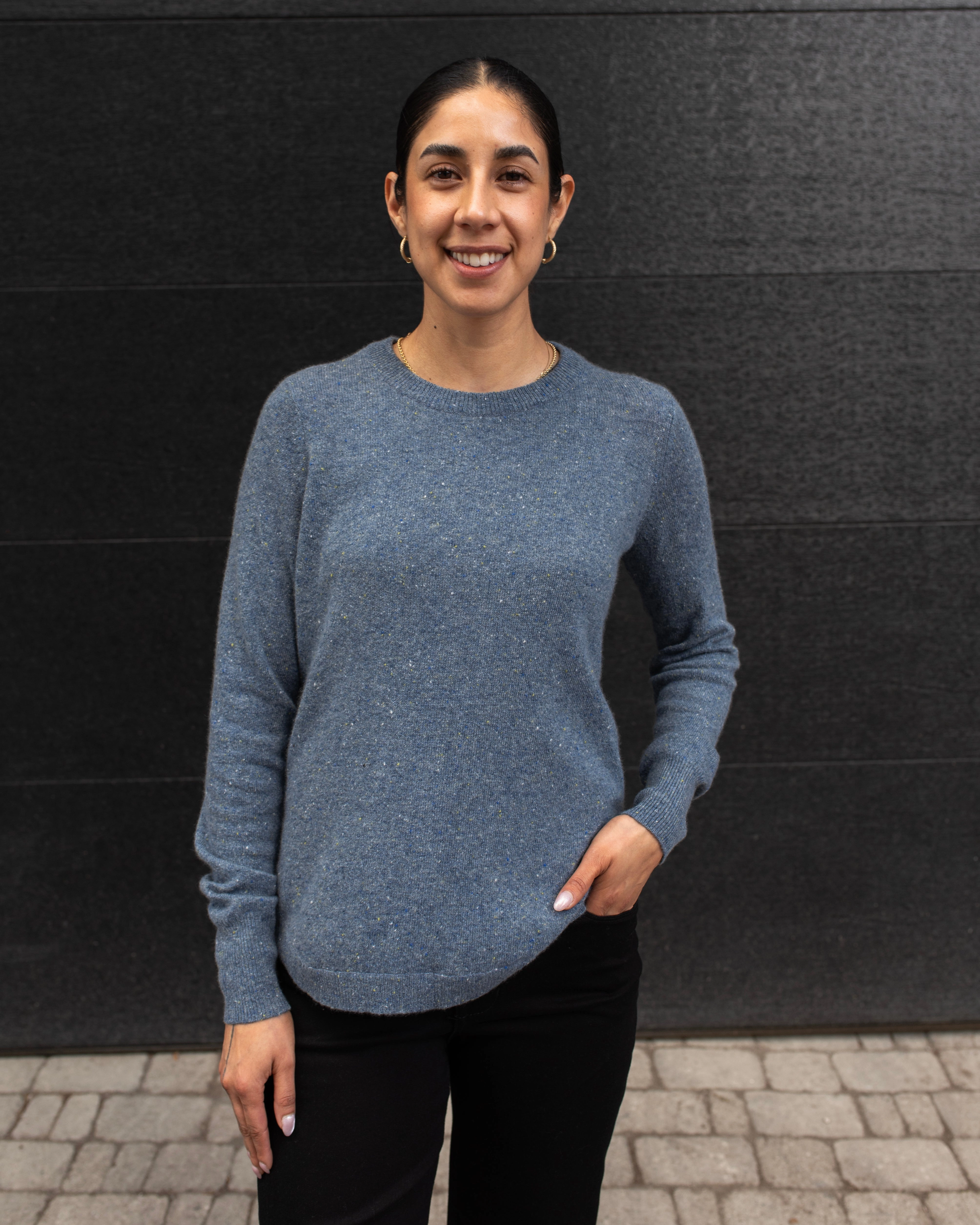 SOLID SHIRTTAIL CREW NECK SWEATER Layered Look Zero Core