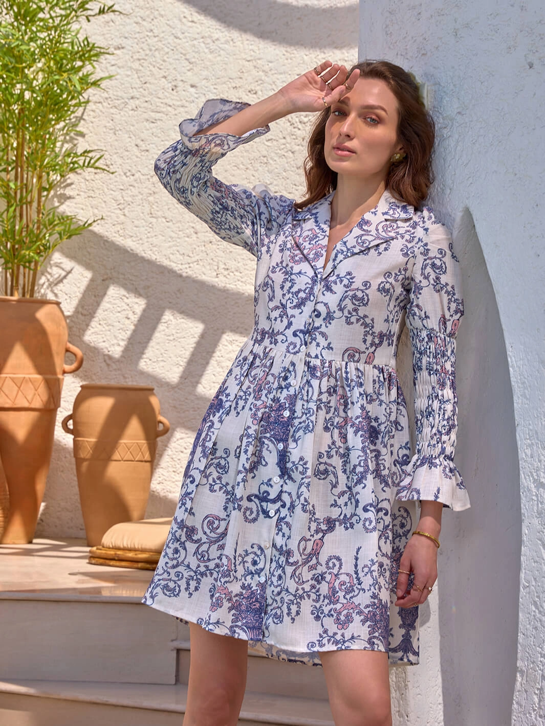 Ohima Printed Cotton Dress Coastal Chic Art Spirit