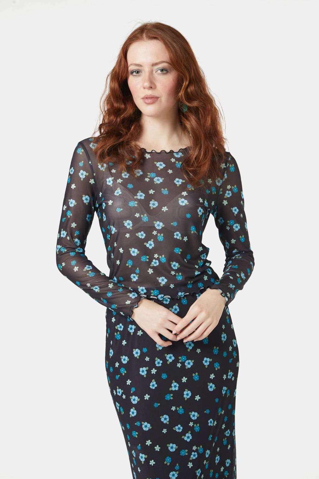 Petal Mesh Top Rubberized grip Four Way Stretch Fabric