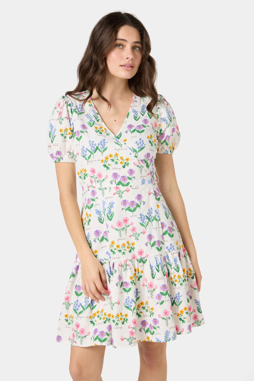 Cottage Garden Mini Wrap Dress Light Finish Perfect Day-to-Night