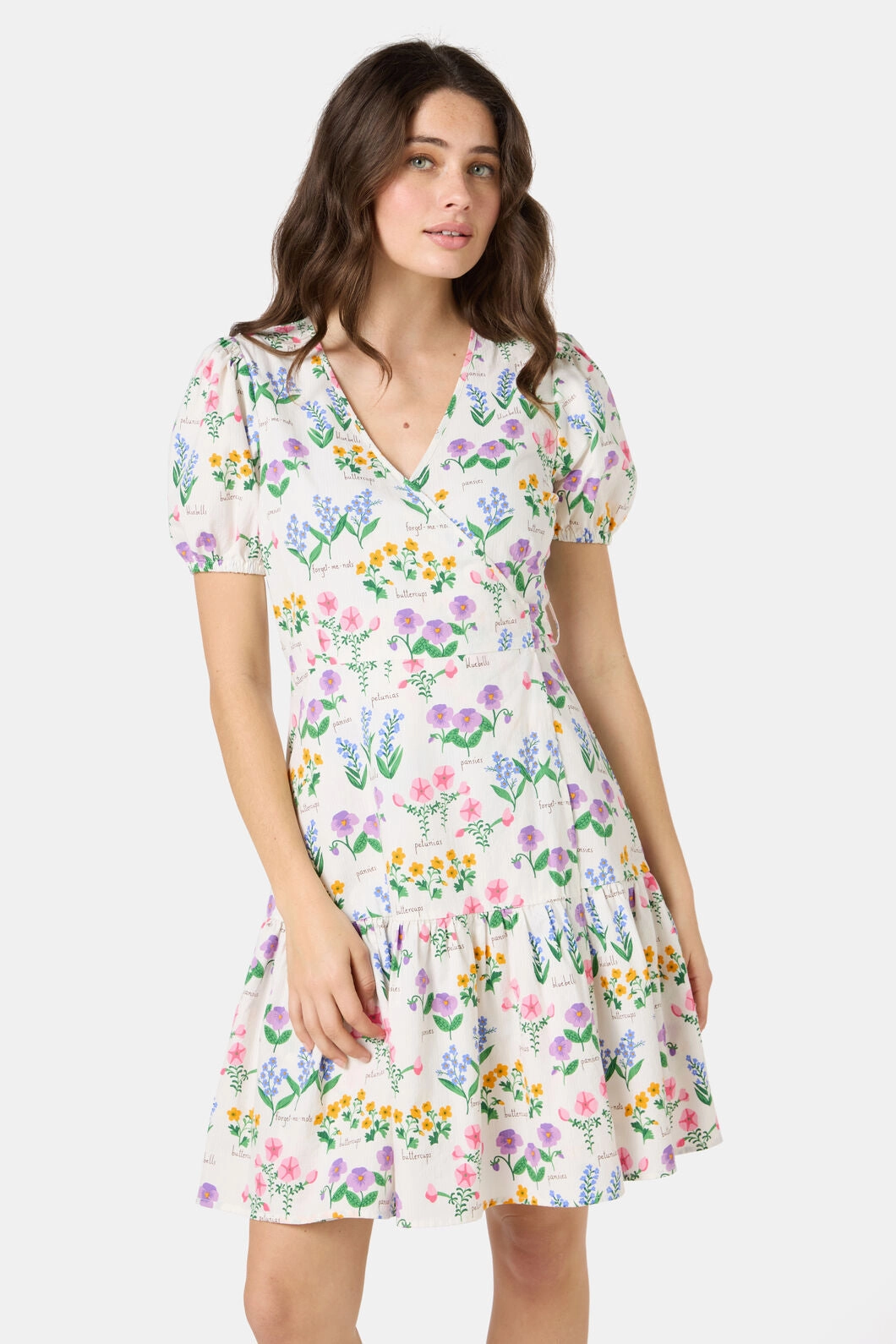 Cottage Garden Mini Wrap Dress Casual Elegance