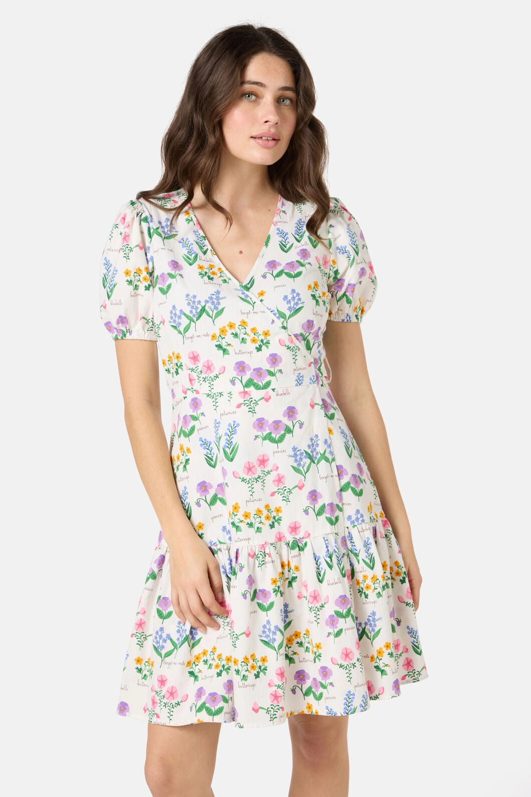Cottage Garden Mini Wrap Dress Comfy Detail