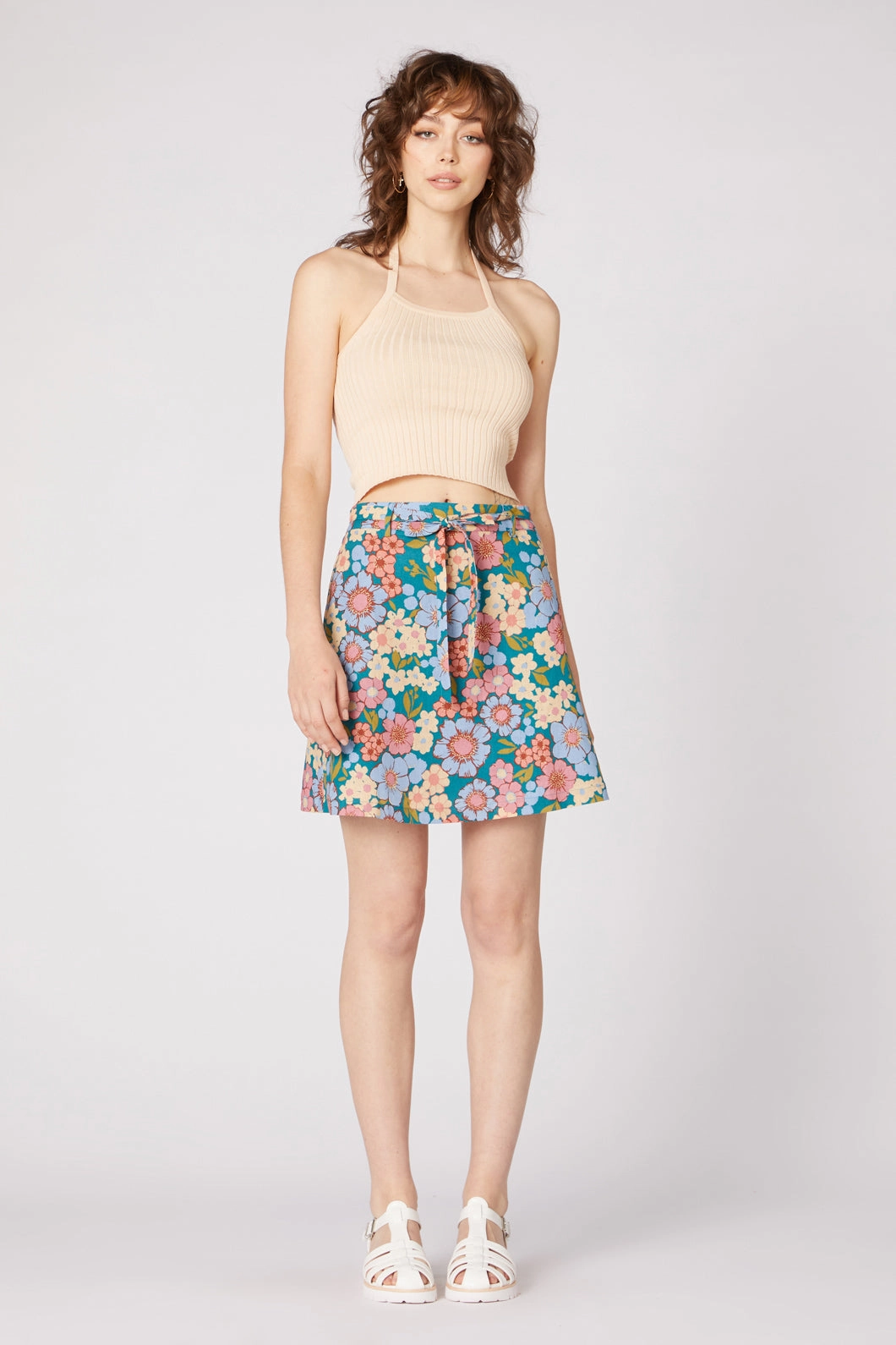 Romantic Floral Skirt Shirred Back