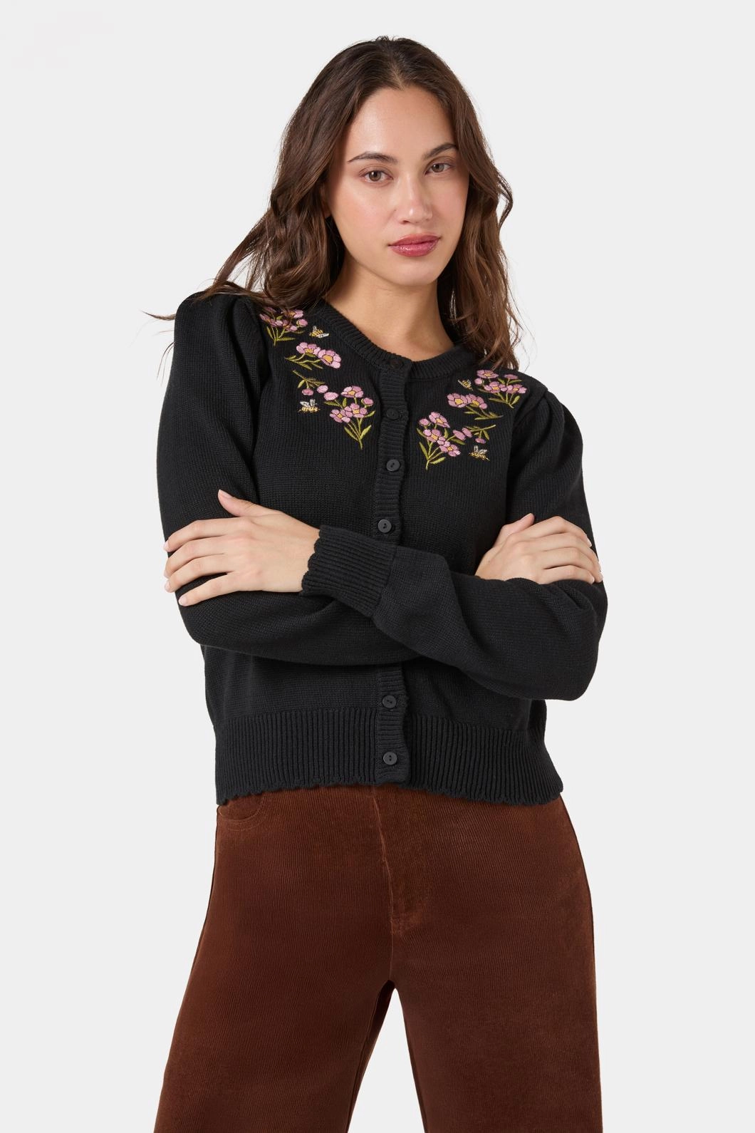 Flora Bee Embroidered Cardigan elegant design Seasonal Layering