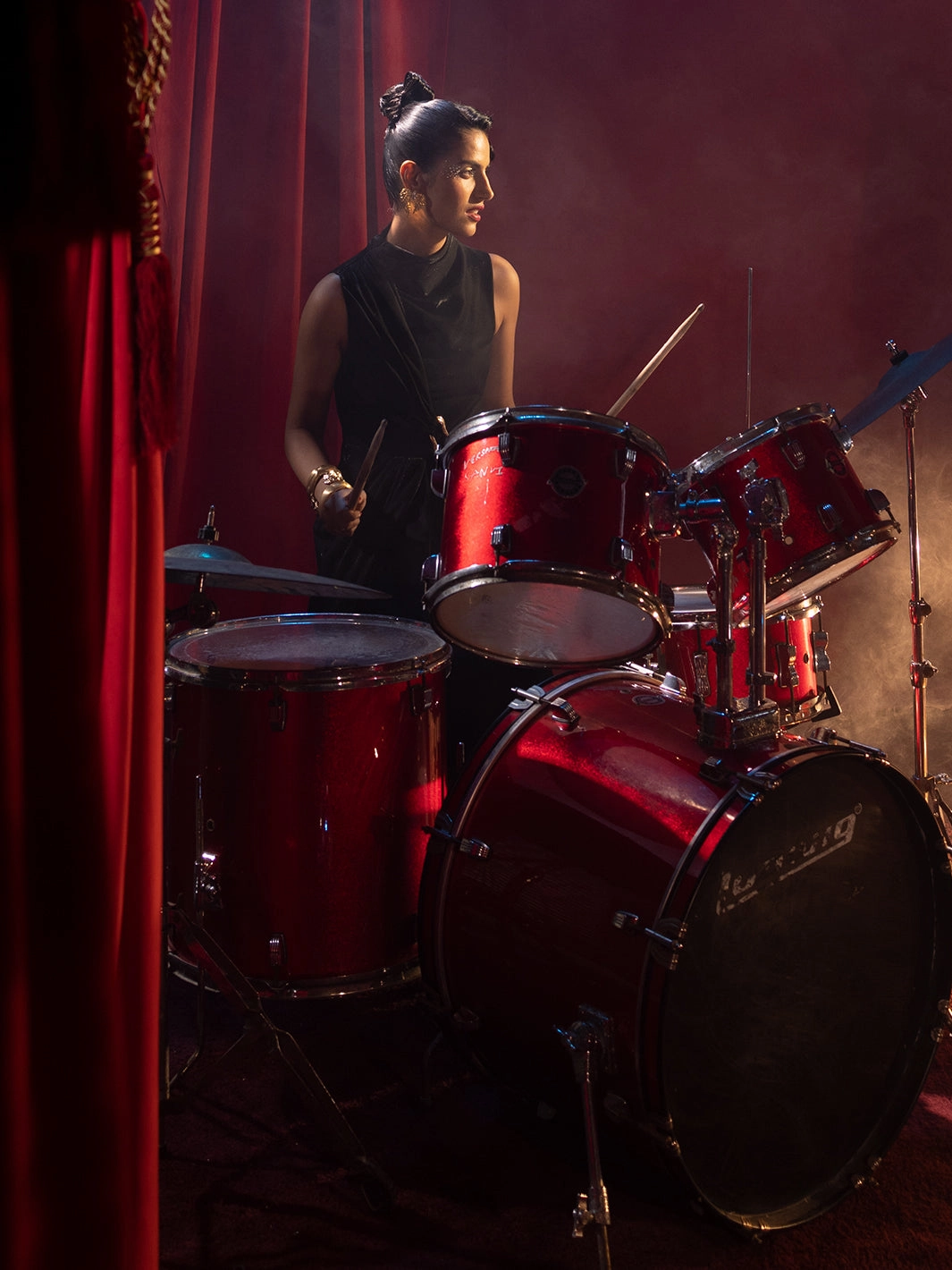 Flattering Waist Fit Grace Drape Gown With Buckle