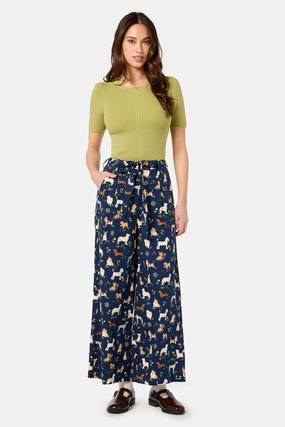 Neutral Base Compact Weave Technology Cute Dogs Culotte