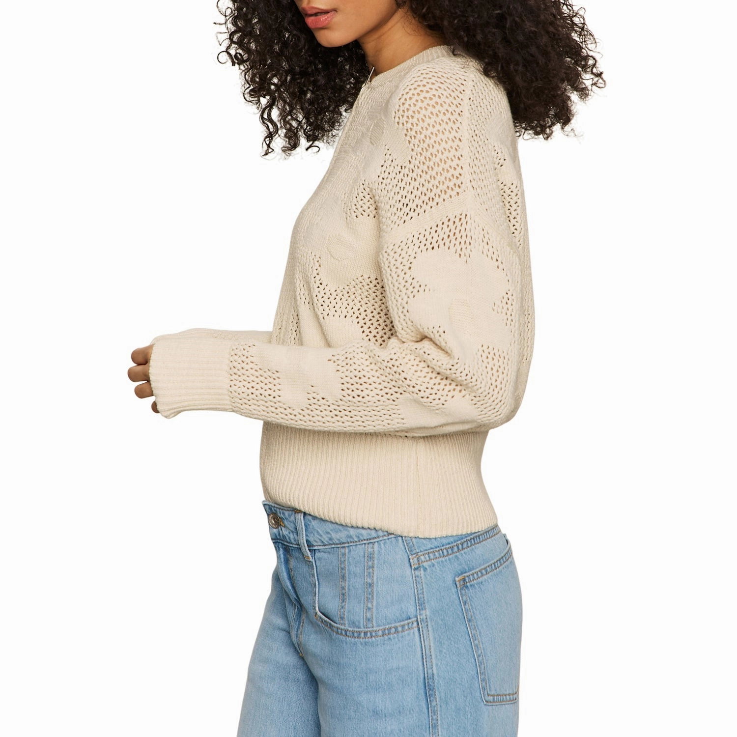 Comfortable Jacket Easy Layer FLOWER POP OPEN STITCH ZIP CARDI