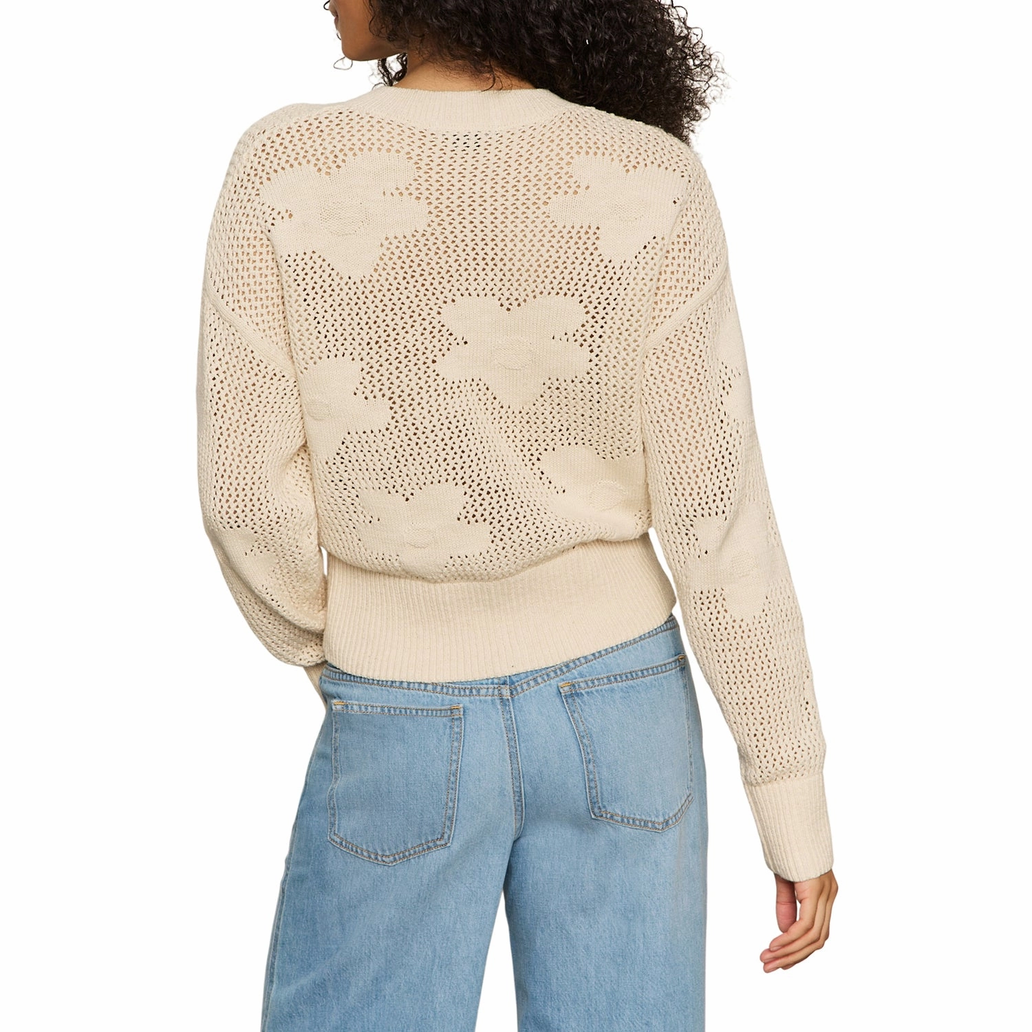 FLOWER POP OPEN STITCH ZIP CARDI Moon Beam Farm Glow