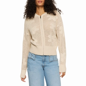 FLOWER POP OPEN STITCH ZIP CARDI Relaxing Wear Cyber Glow