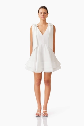 Kalani Mini Dress in White Simple Texture