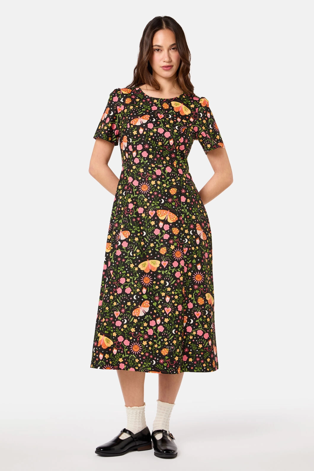 Stretch-Recovery Fashionable appearance Folk Art Midi Dress