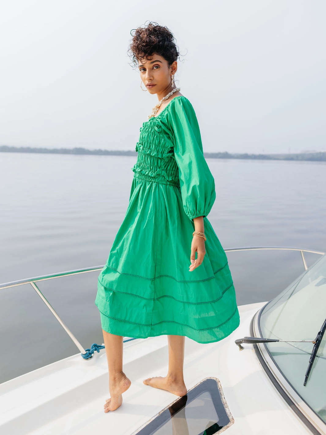 Forresto Smocked Dress Basic Warm Bare Arm