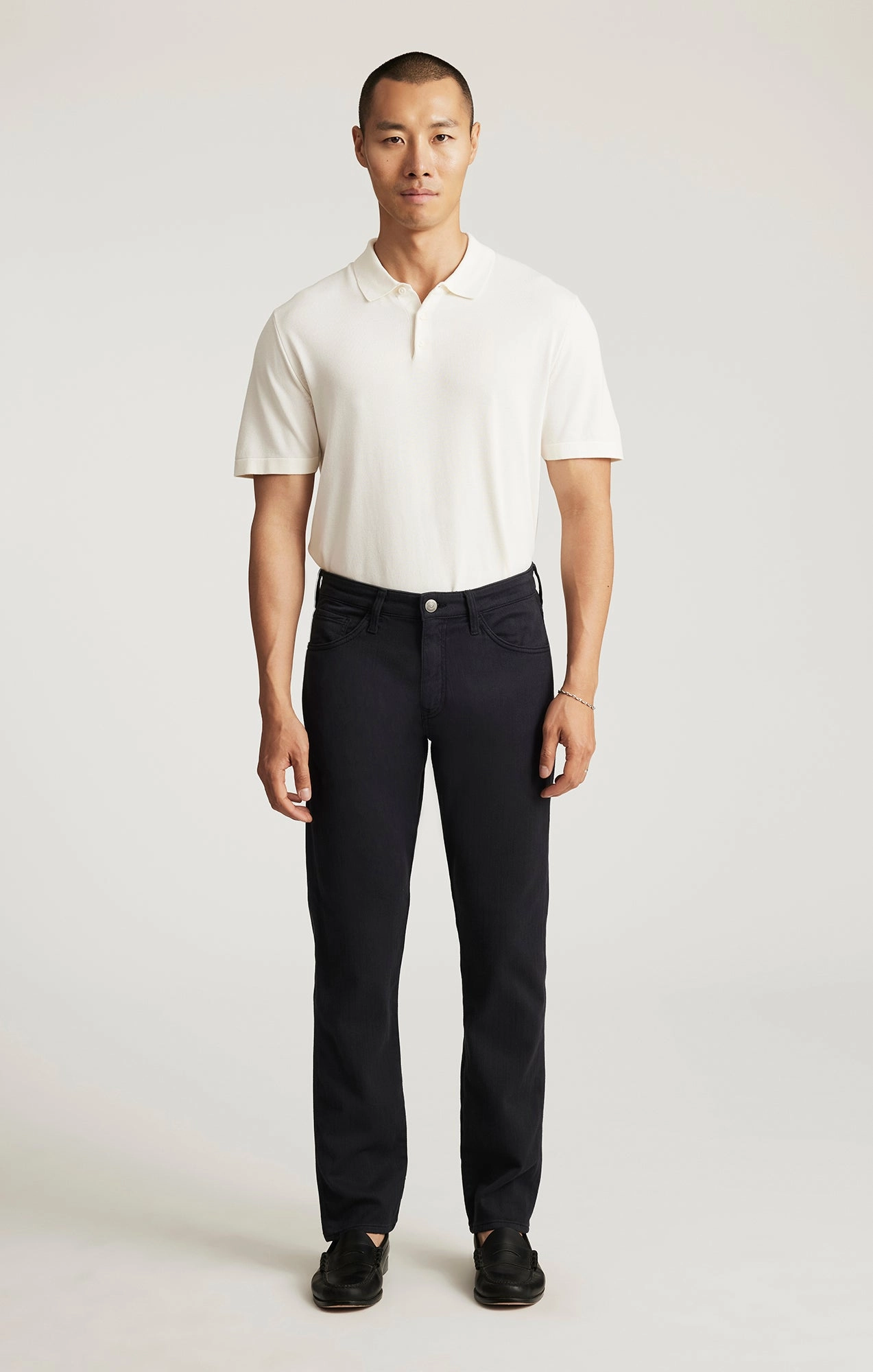 MARCUS SLIM STRAIGHT PANT IN NAVY HERRINGBONE Moon Beam Professional Wear