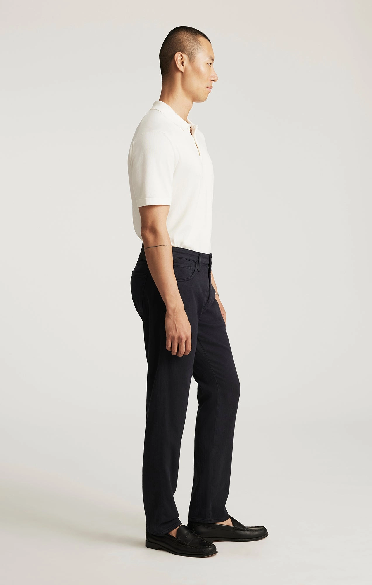 ReinforcedHem MARCUS SLIM STRAIGHT PANT IN NAVY HERRINGBONE