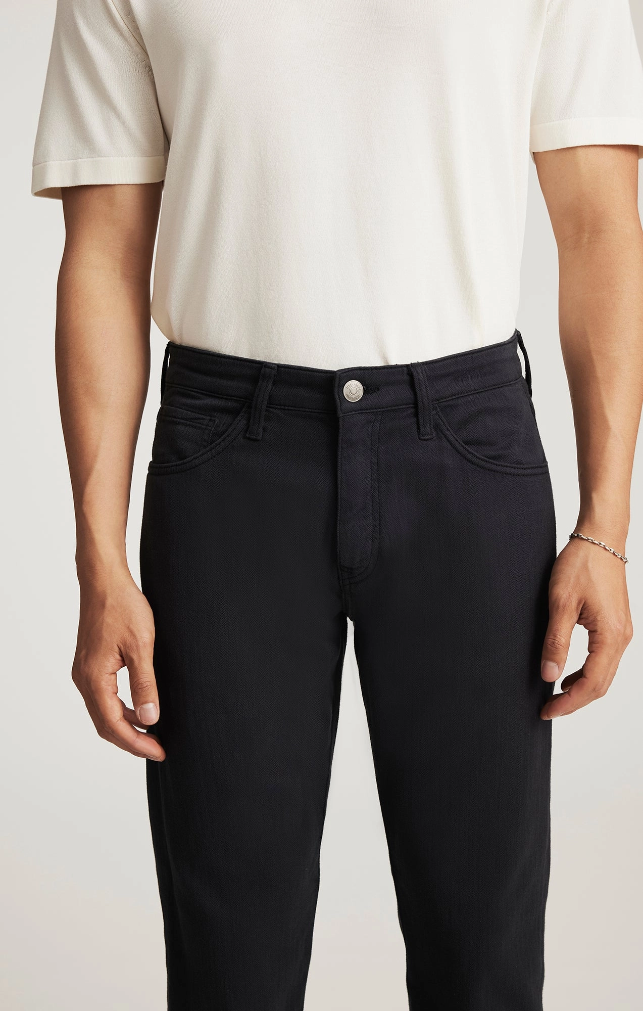 ButterSoftKnit MARCUS SLIM STRAIGHT PANT IN NAVY HERRINGBONE