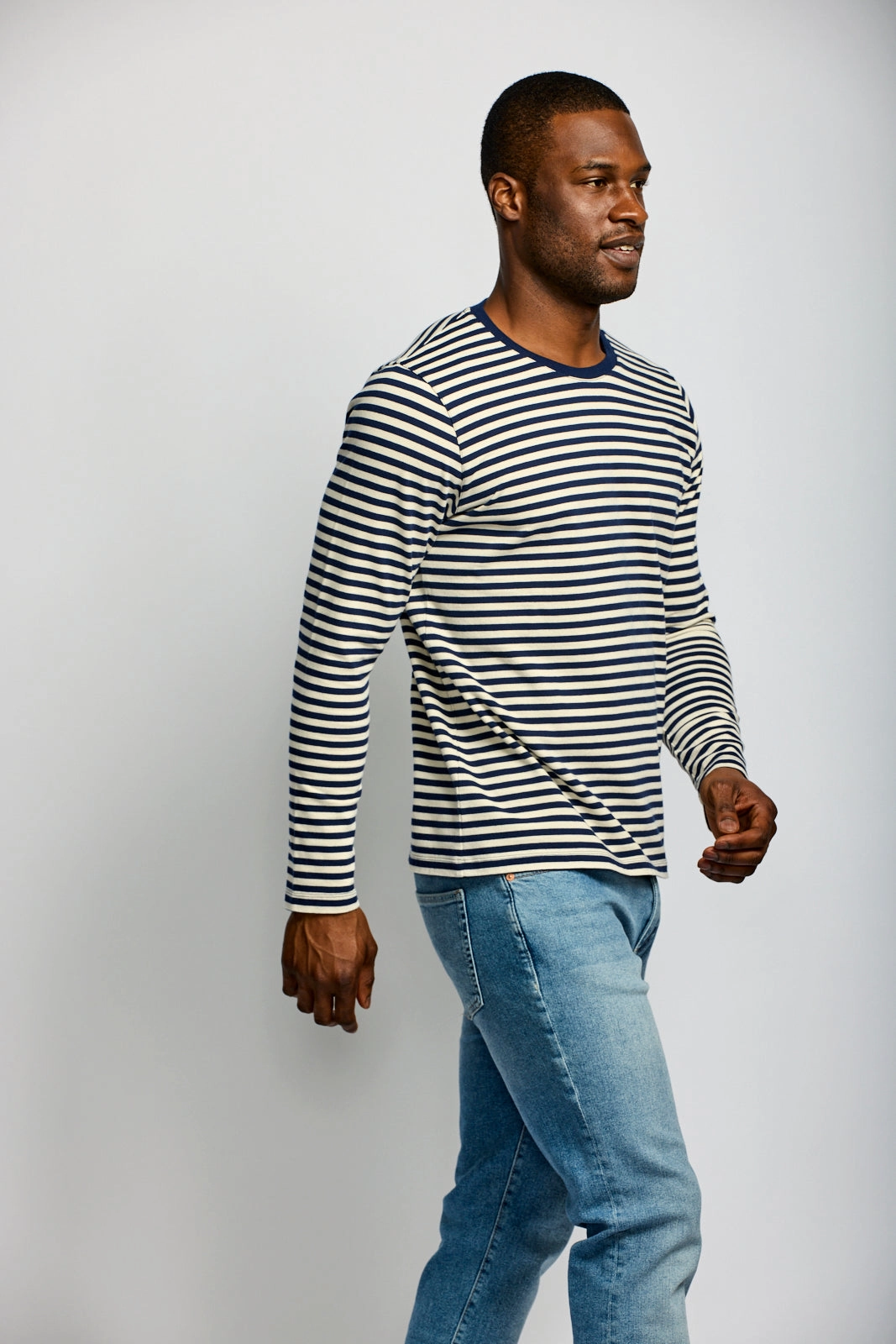 LONG SLEEVE STRIPED TEE Colorfast Dye