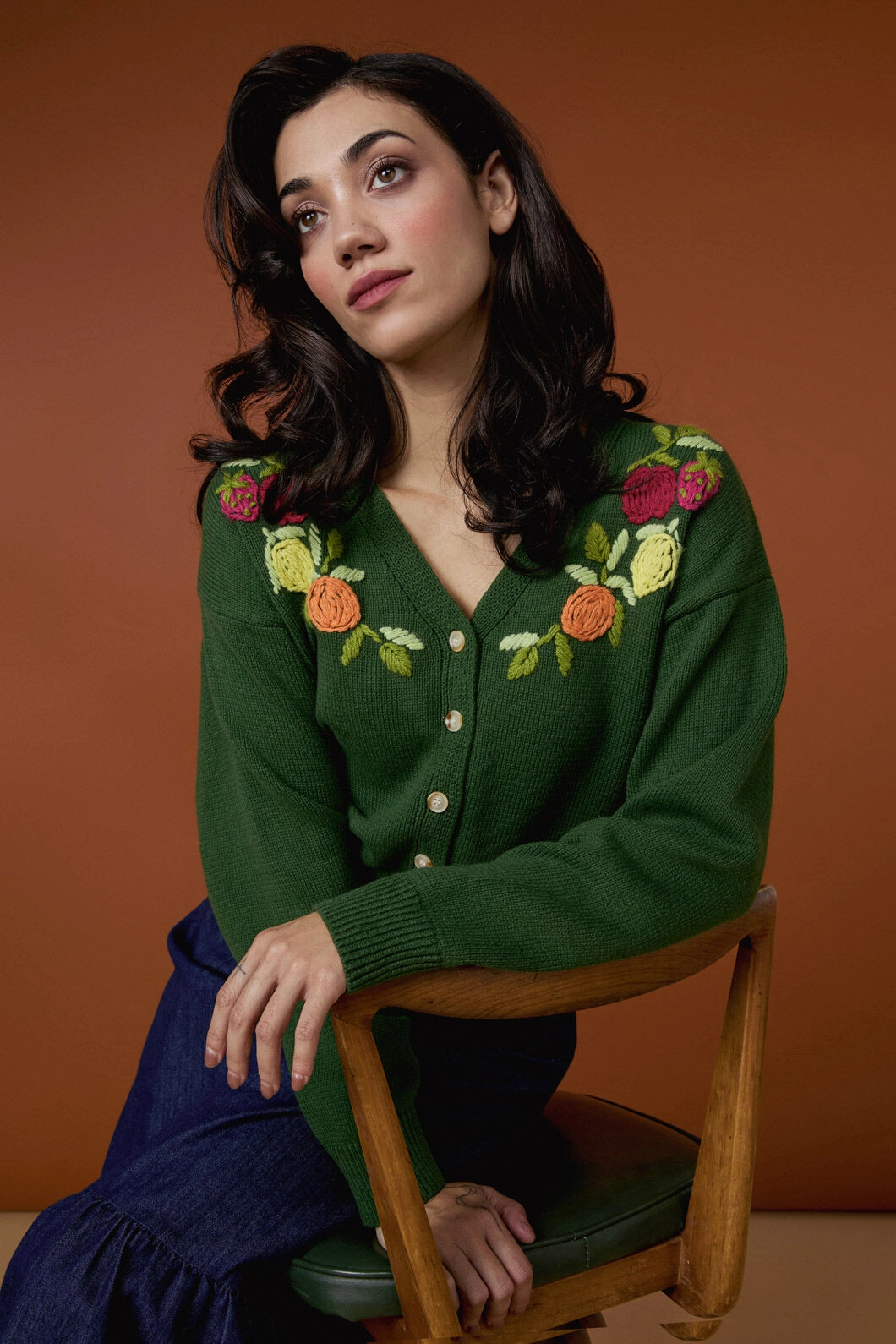 Fruit Embroidered Cardigan Seasonal Warmth Quick Fit Design