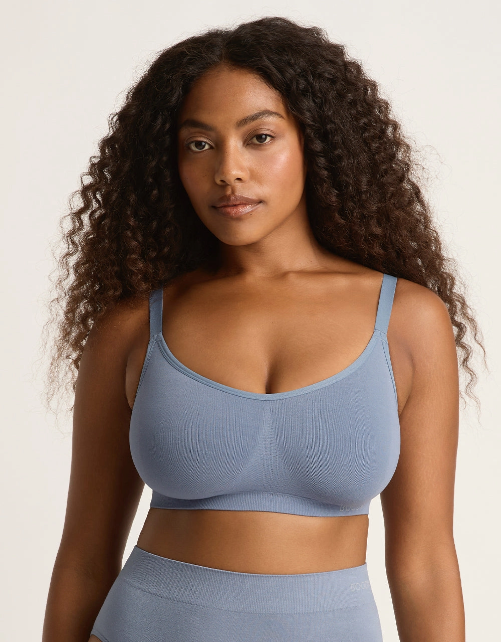 Performance Fabric Printed Full Bust Wireless Bra - Dusty Blue