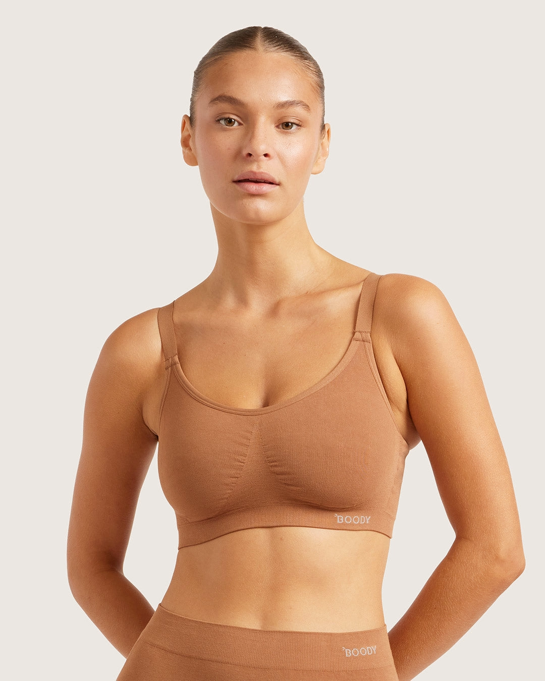 Supportive Side Anti-microbial seams Full Bust Wireless Bra - Maple