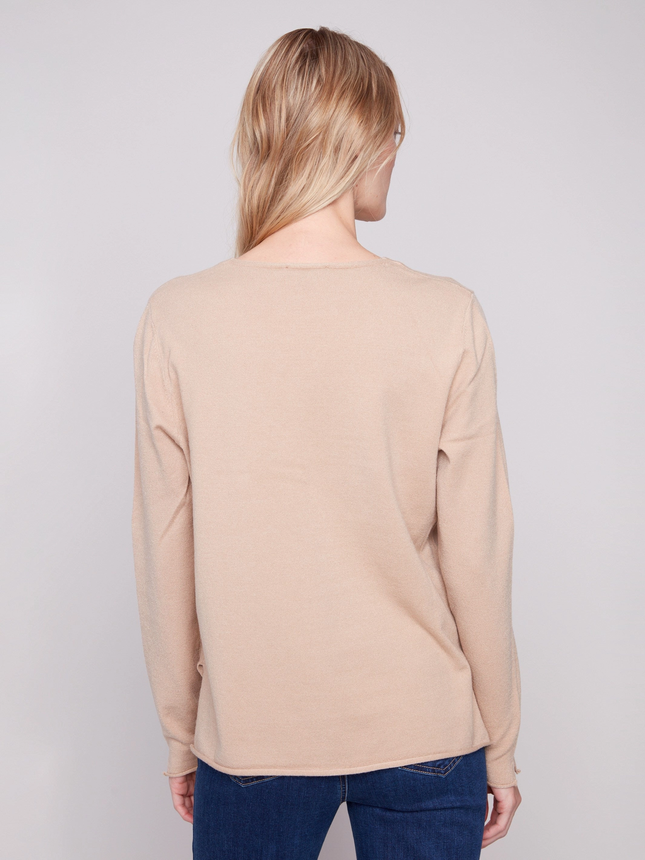 Basic V-Neck Sweater - Sesame Anti Static Lining cyclist