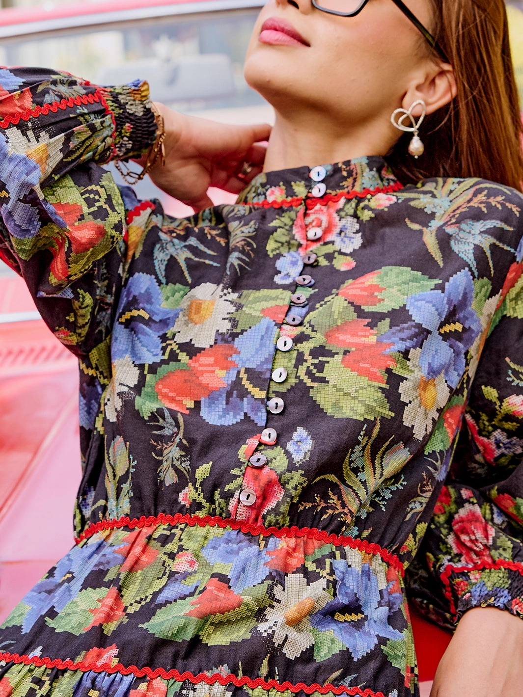 Smart Casual Laura Cross Stitch Cotton Dress