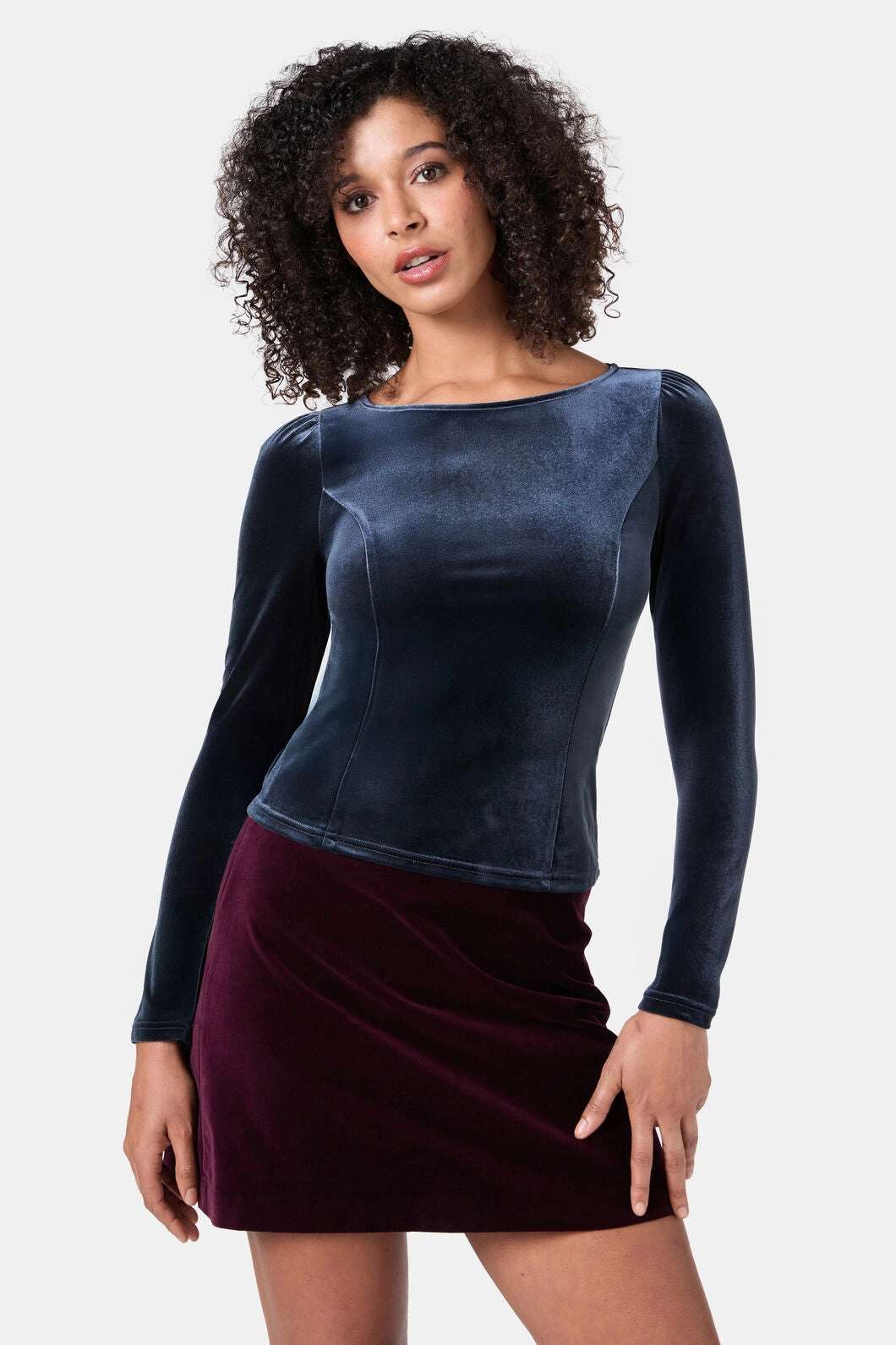 Layered Collar Design Monica Velvet Top