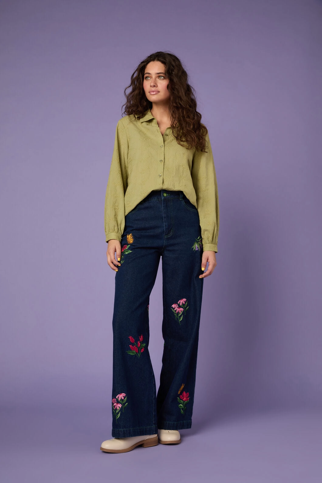 Garden Party Emb Jean Comfy Tailoring