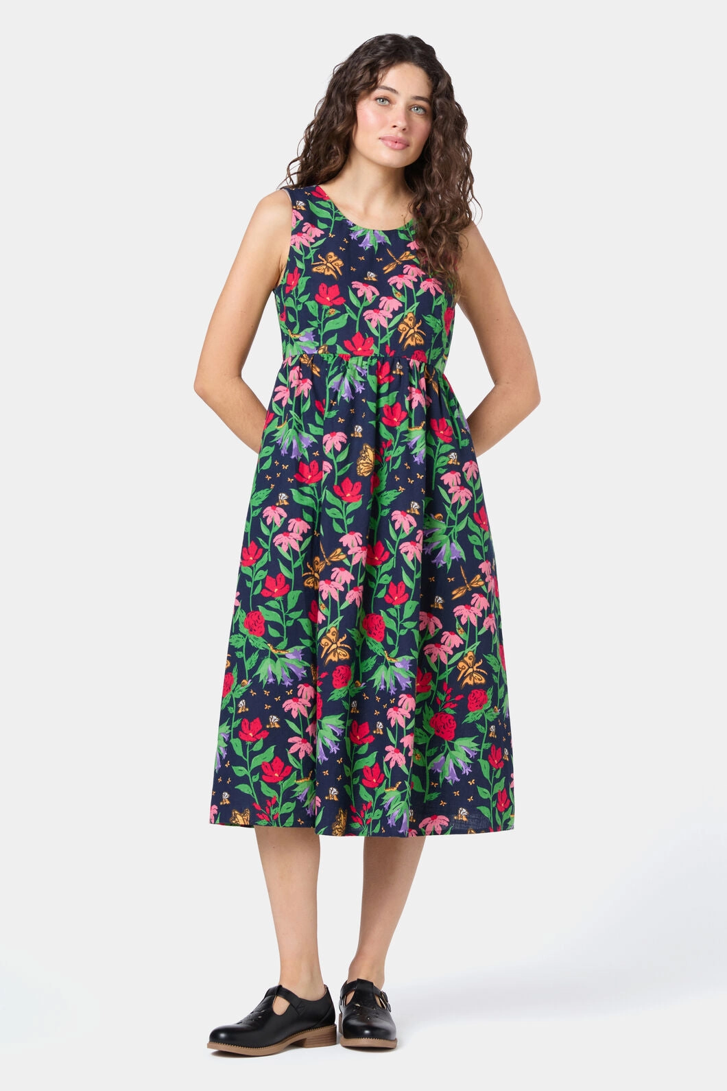 Garden Party Midi Dress Non-Pilling Fluid Fabric