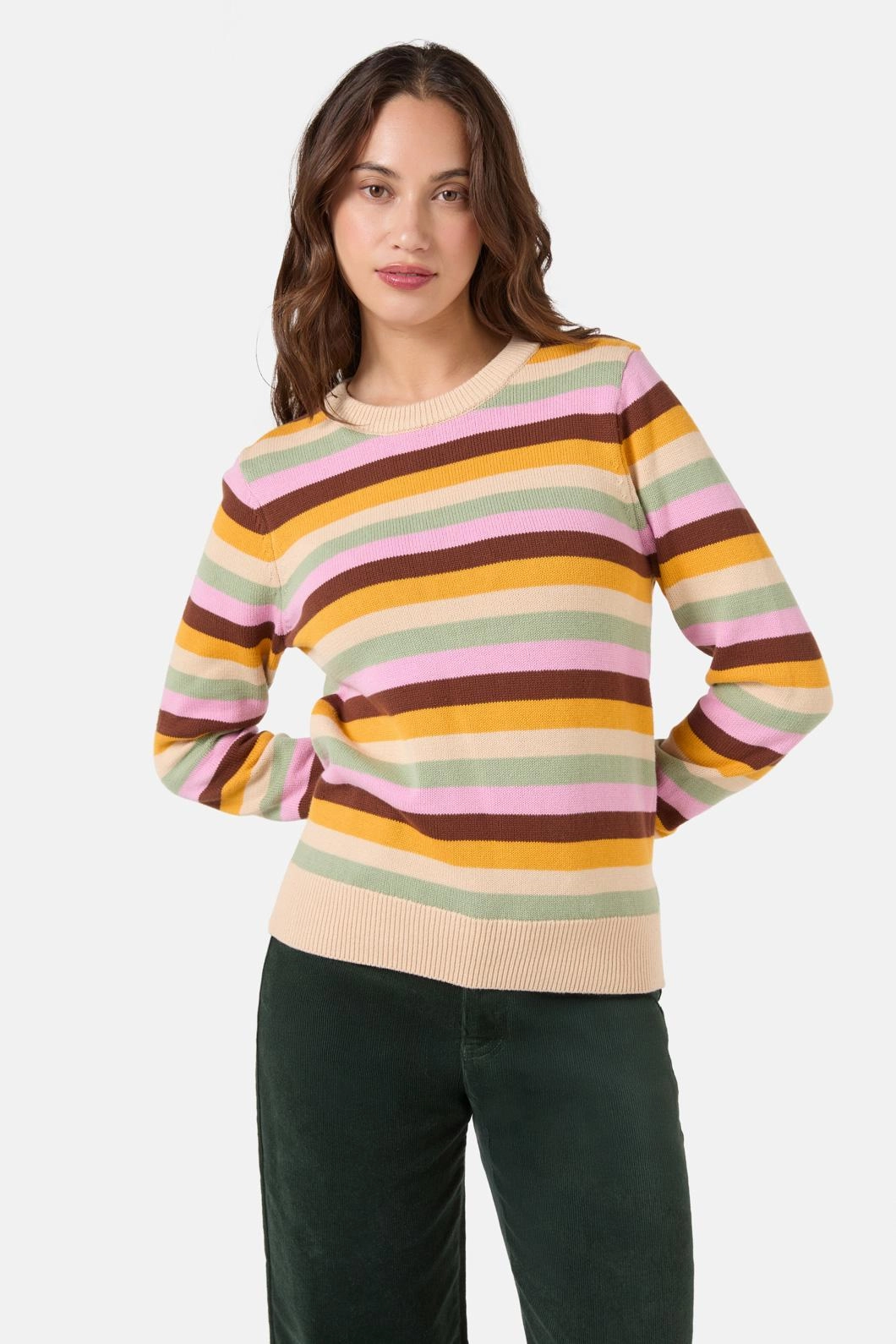 Cozy and Soft Timeless Style Jill Stripe Knit Jumper