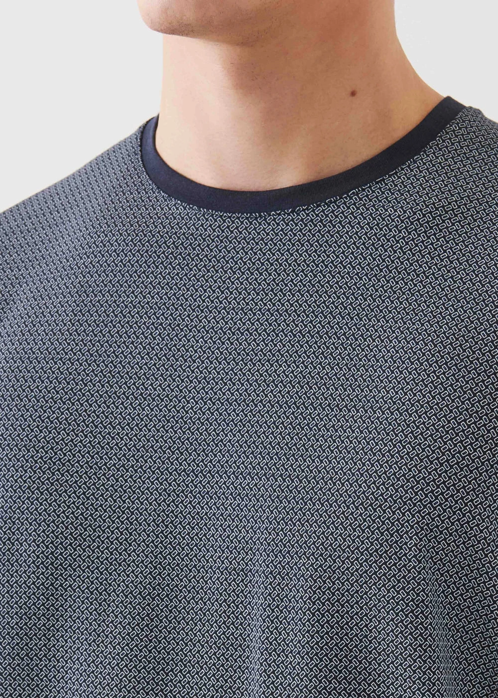 GEO RECTANGLE ALL OVER PRINT CREW TEE MoistureWicking Fabric