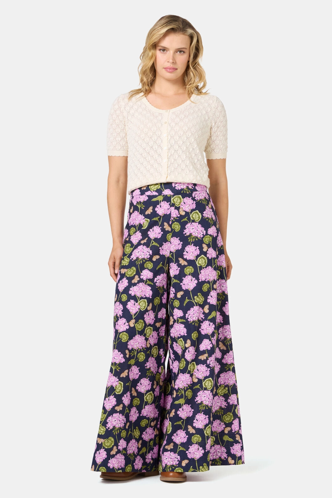Style Statement Geranium Flower Wide Leg Pant