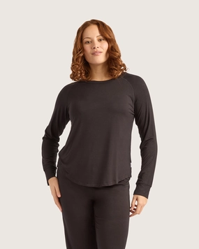 VersatileStyle Goodnight Raglan Sleep Top - Black