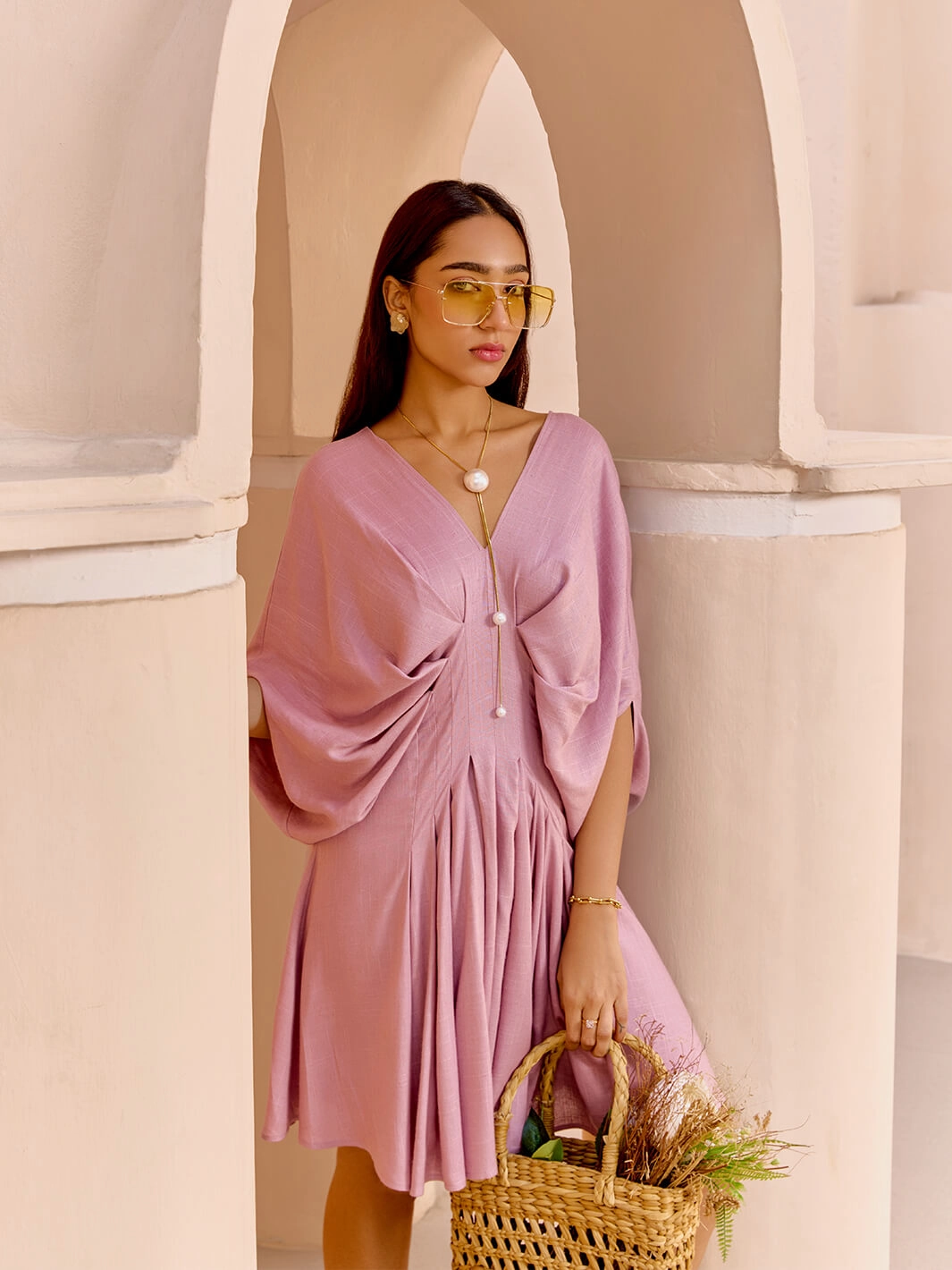 Rico Pleated Dress Luxe Fabric