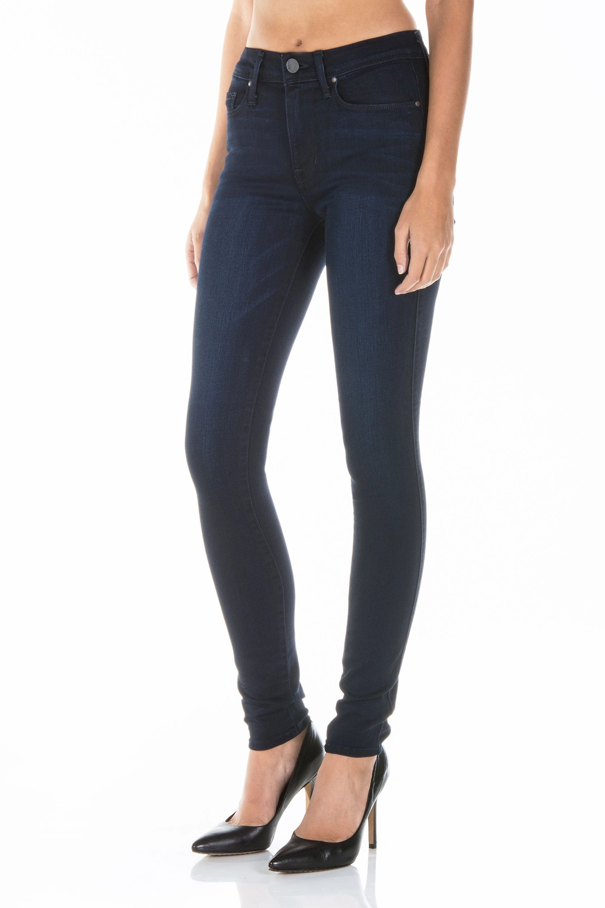 Elegant Urban Explorer Athlete Fit Anytime Wear GWEN HIGH RISE SKINNY JEAN IN FALCON BLUE