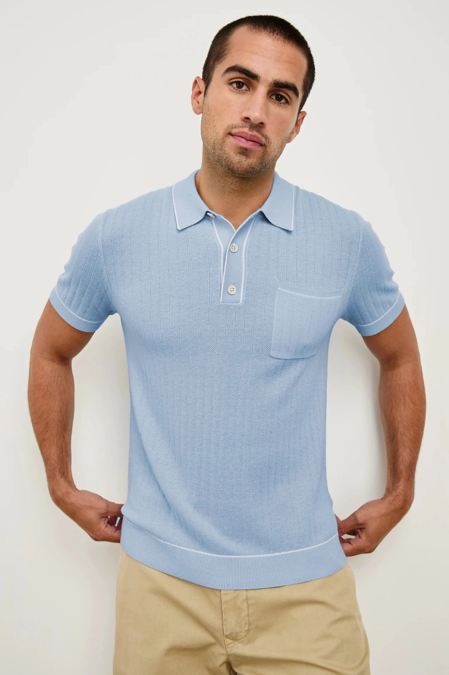 HARDY MELANGE TIPPED POLO Ribbed Neckline