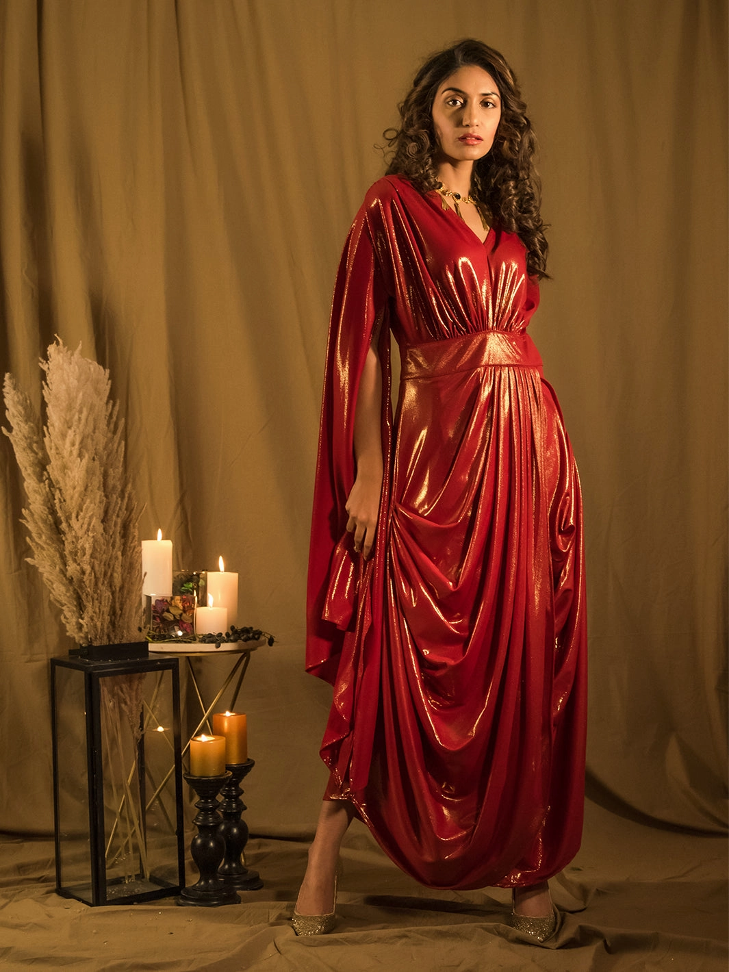 Layered Movement Cozy Layer Le Bain RED Metallic Gown