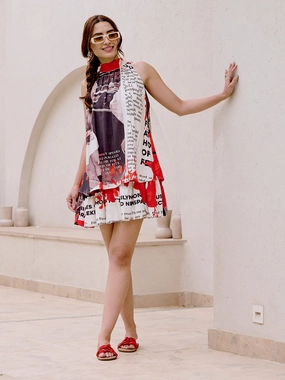 Light Cloud Youth Charm Headliner Halter Neck Dress