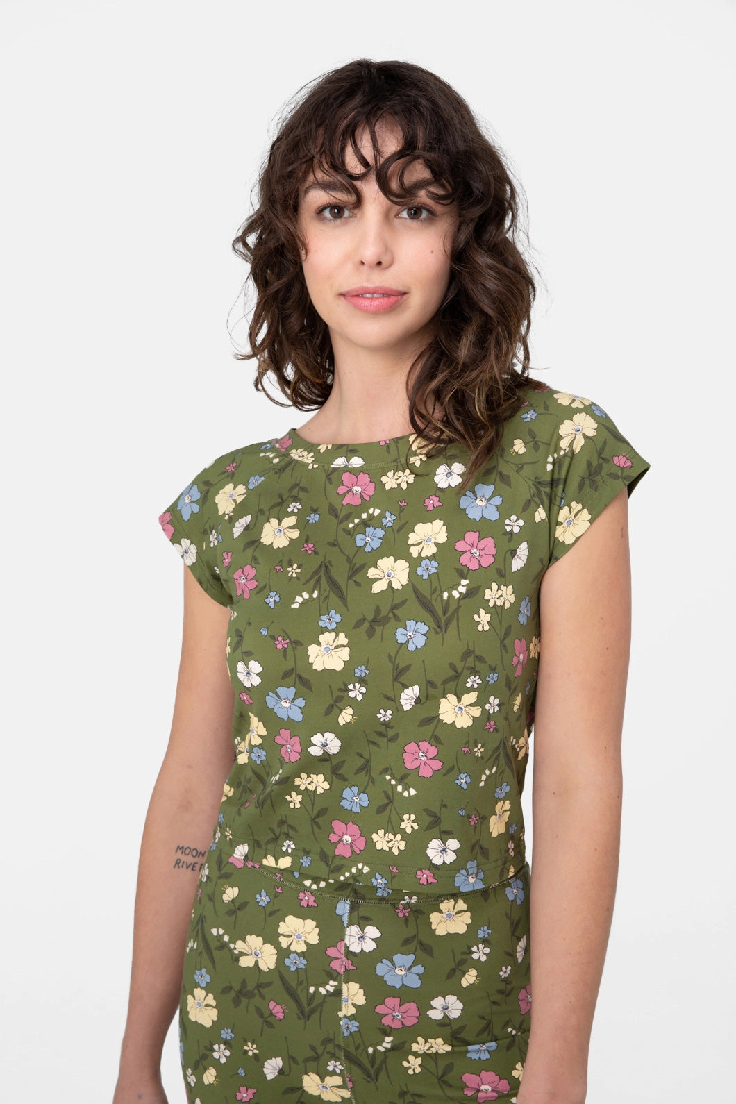 Reinforced Hem Stitching Heather Crop Top