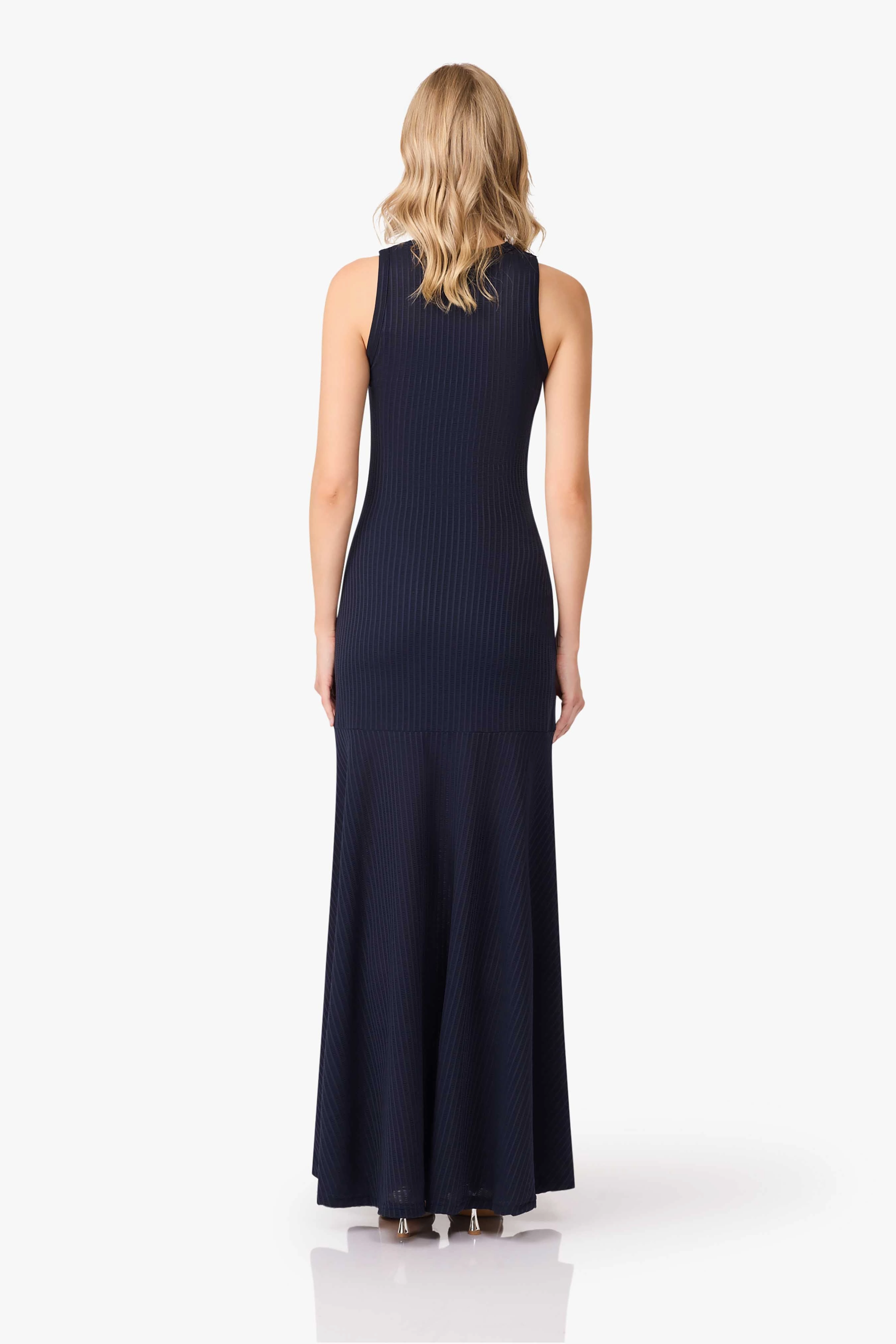 Tailored Layers Subtle Stitch CURAAE Melody Maxi Dress in Navy