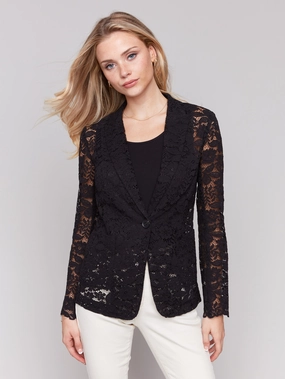 Heavyweight Warmth MeshLinedVents Lace Blazer - Black