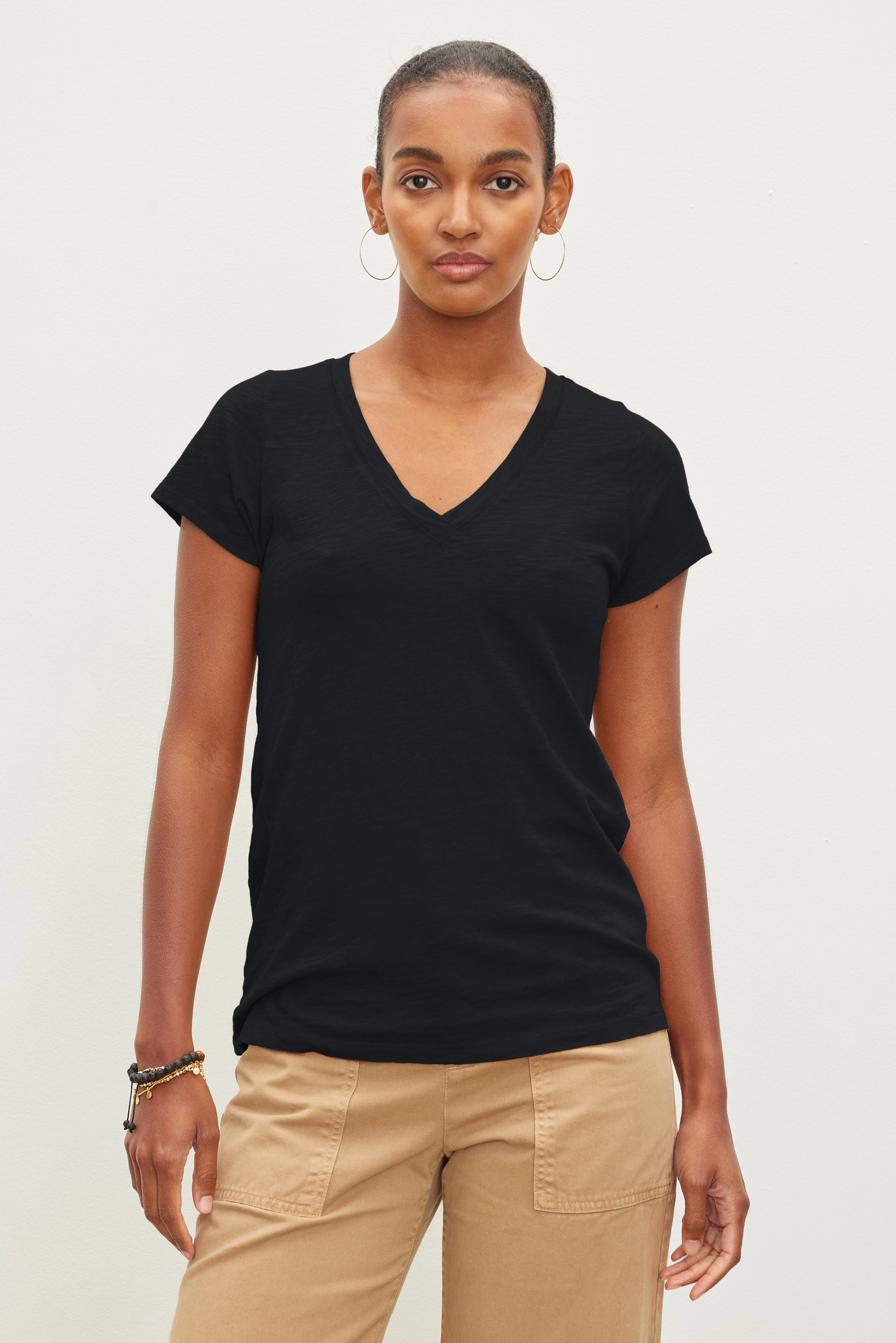 Calm Tone JILL CITY SLUB V-NECK TEE