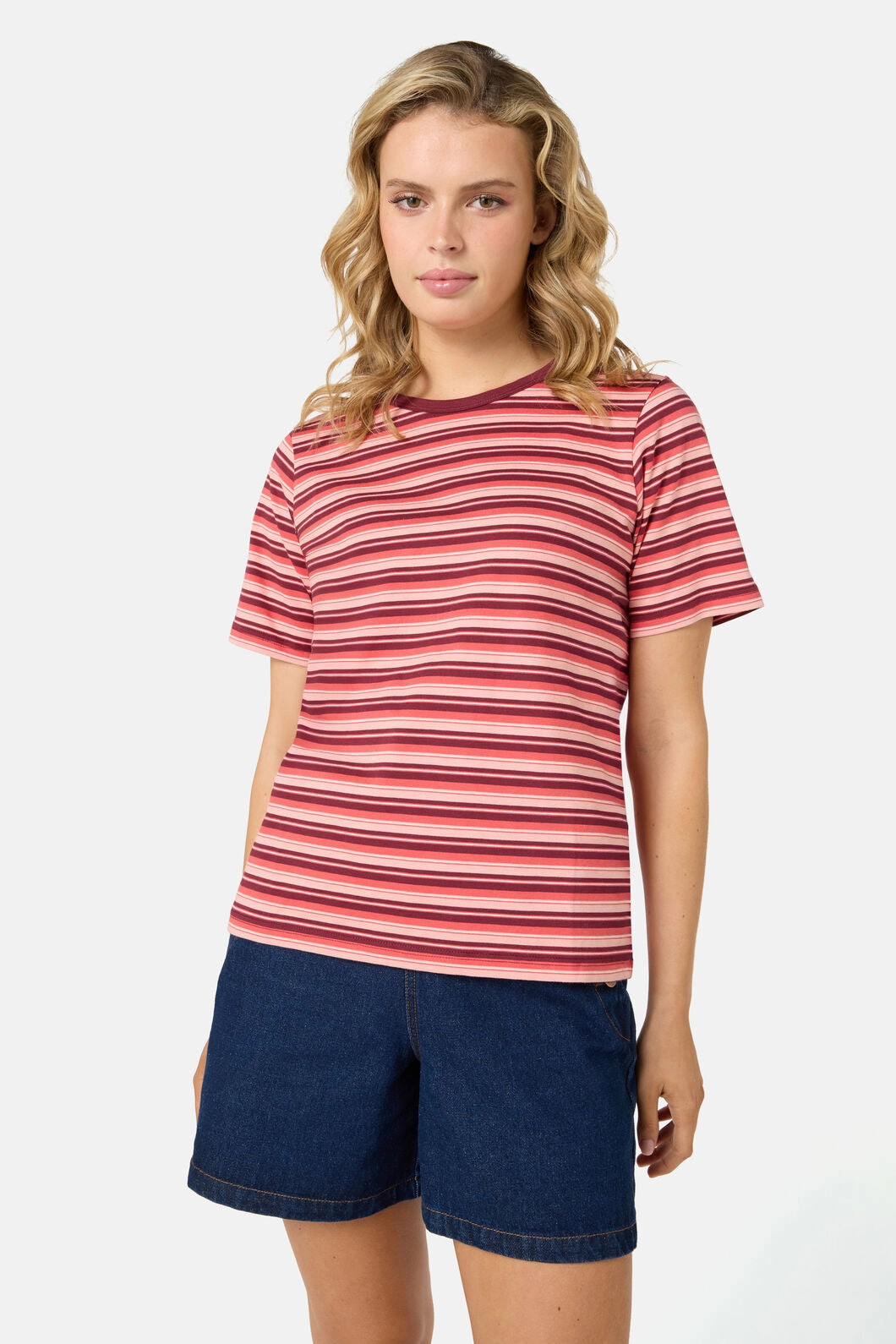 Sporty Cardigan Summer Polo Judy Retro Stripe Tee