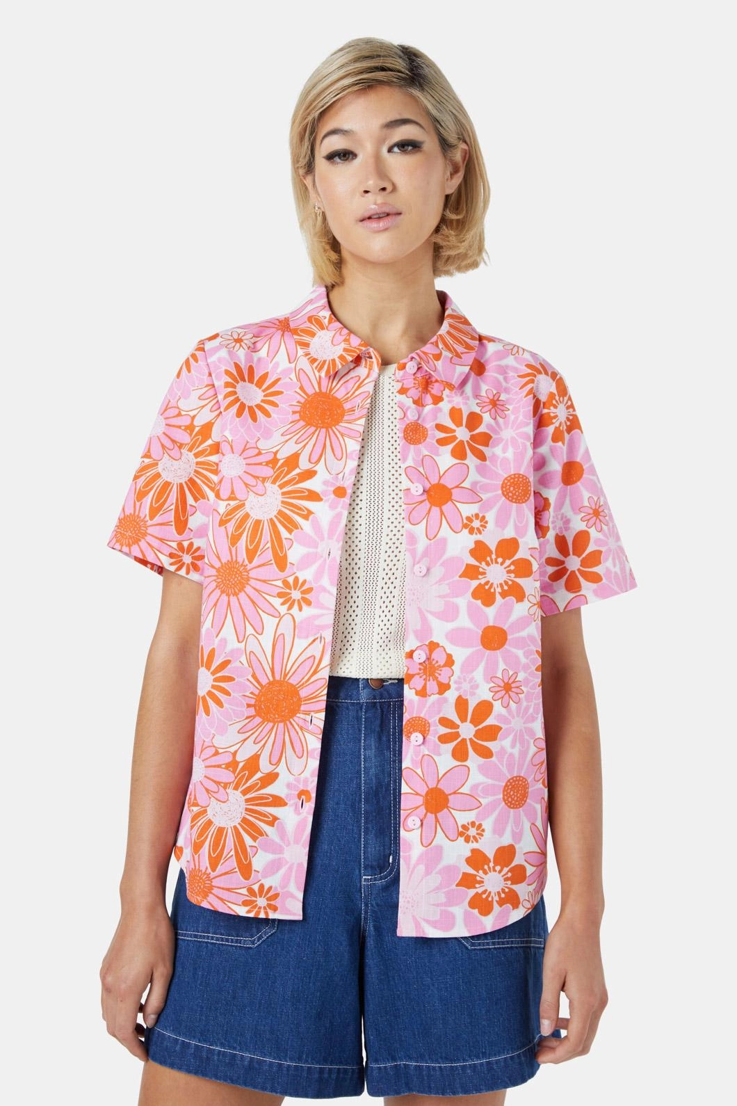 PocketDetails Taped Neckline Justine Shirt