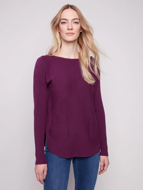 Ceremony Knit Sweater With Back Lace-Up Detail - Berry