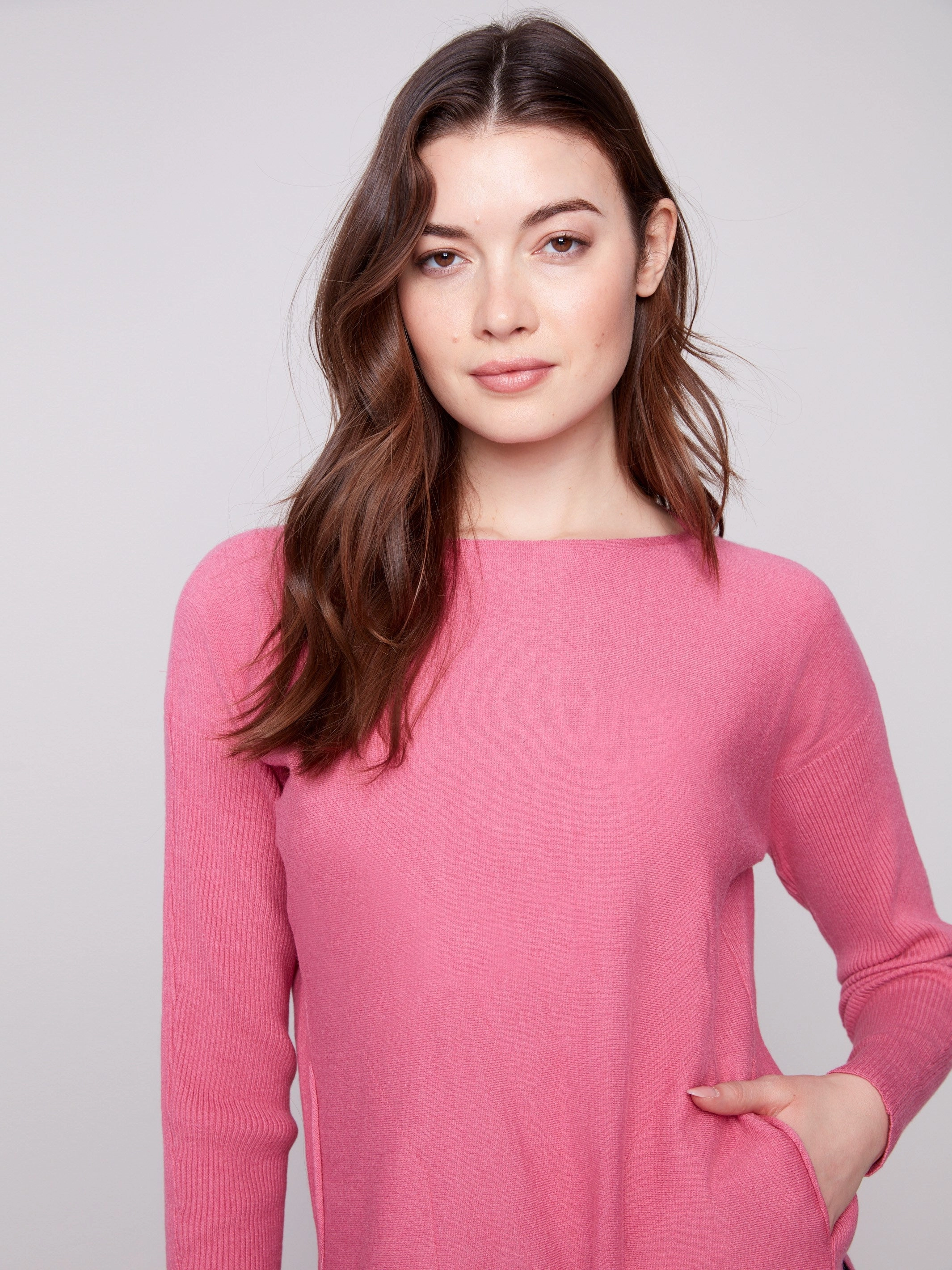 Georgette school wear Knit Sweater With Back Lace-Up Detail - Heather Rose